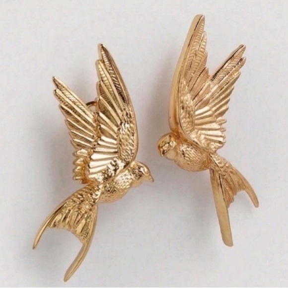 Free People Gold Sparrow Bird Earrings - Picture 2 of 3